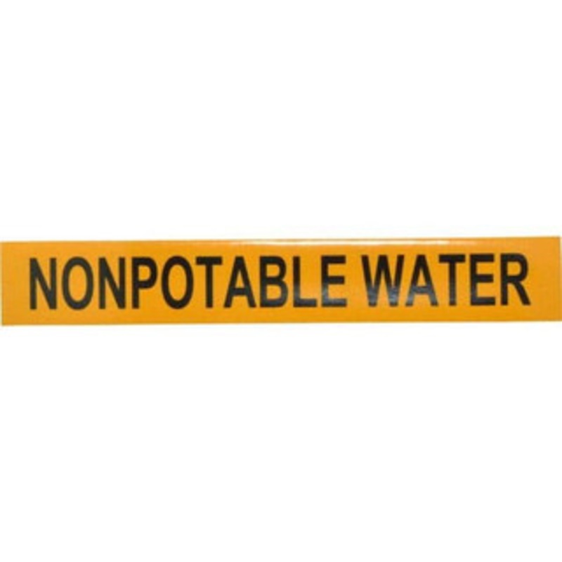 Made in USA Pipe Marker with Non-Potable Water Legend and Arrow Graphic 1 to 2-1/2 Pipe Outside Diam, Black on Yellow 36948453 – 36948453