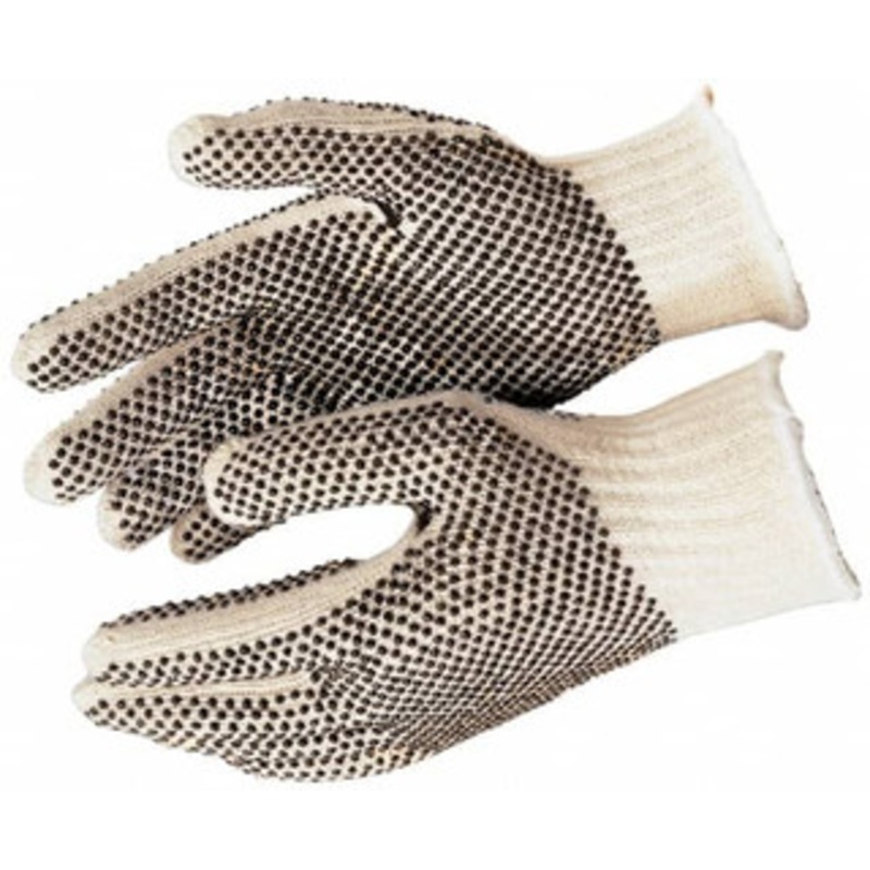 MCR Safety Size L (9) Cotton Blend General Protection Work Gloves For General Purpose, Fully Coated, Knit Wrist Cuff, Full Fingered, Black/Natural/White, Paired 9660LM – 04990289