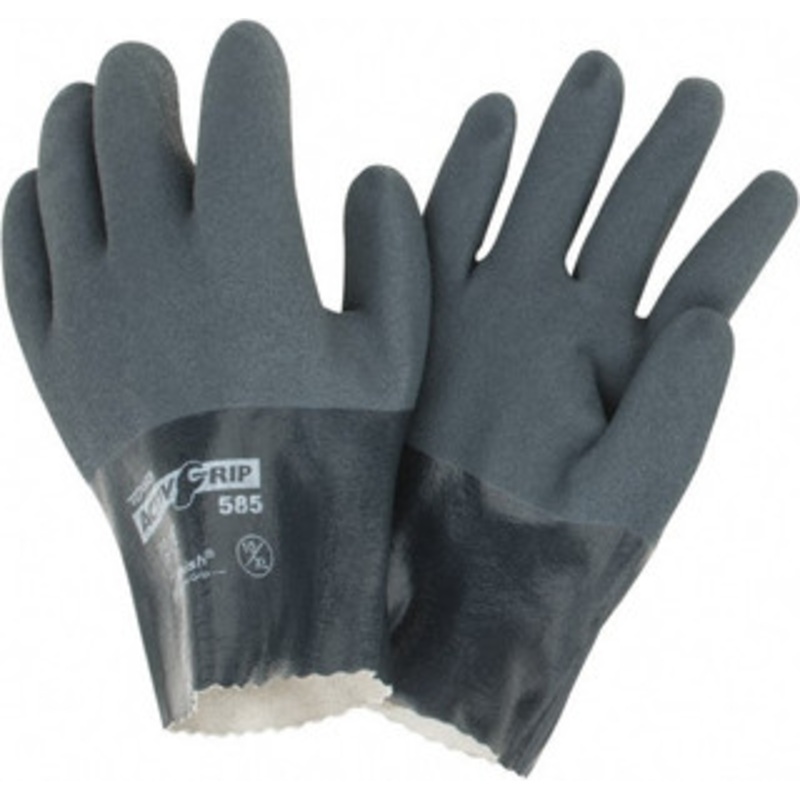 PIP Size XL (10) Nitrile Coated Cotton General Protection Work Gloves For General Purpose, Fully Coated, Safety Cuff, Full Fingered, Gray, Paired 56-AG585/XL – 70347000