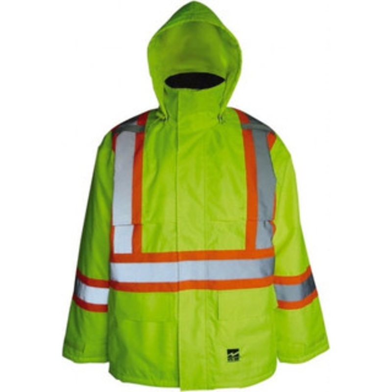 Viking Outerwear Size XL Hi-Viz Lime Cold Weather High Visibility Jacket 2 Pockets, 47 Chest, 150D Ripstop Polyester with PU Coating, Detachable Hood, Zipper with Hook & Loop Closure, Double Stitched, Taped & Heat Sealed Seams 6326JG-XL – 30956320