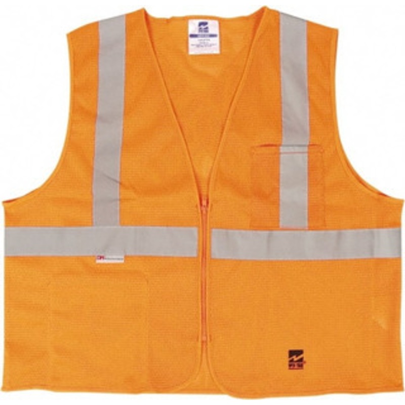 Viking Outerwear Size L/XL Orange Mesh Public Safety High Visibility Vest 43 to 46 Chest, Polyester, Zipper Closure, 2 Pockets, ANSI 107-2015 Type R Class 2 U6108O-L/XL – 30955553