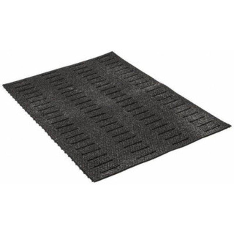 Wearwell 3 ft. Long x 2 ft. Wide x 3/8 Thick Dry/Wet Environment Medium Duty Anti-Fatigue Matting Rough Pattern, Black, Vinyl Surface with Vinyl Base, Beveled on 4 Sides 480.38X2X3SLTBK – 89863500