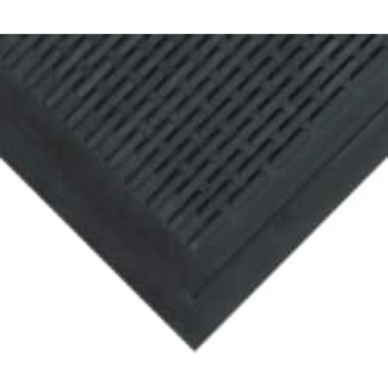 Wearwell 5 ft. Long x 3 ft. Wide, Natural Rubber Surface, Raised Bars & Scrapers (Reversible) Entrance Matting 5/16 Thick, Outdoor, SBR Rubber Base, Black, 4 Edged Side, Series 224 224.516X3X5GRBK – 05271465