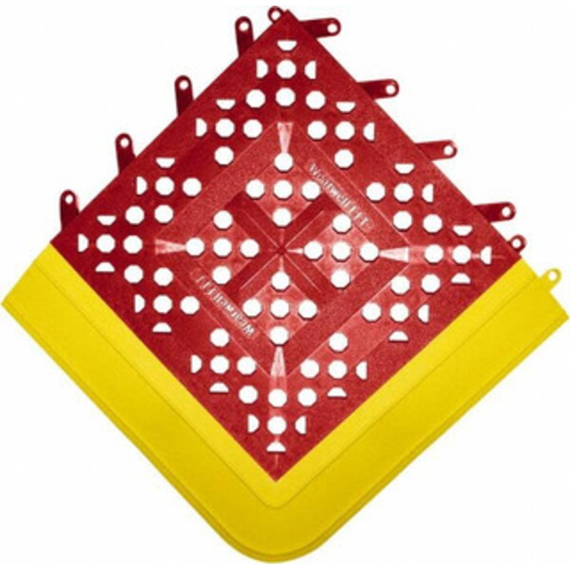 Wearwell 27 Long x 30 Wide x 27 High x 5/8 Thick, PVC Plumbed Wash Station Emergency Eyewash/Drench Shower Mat Red Matting, Includes 3 Wide Ramps 54658X27X30RDYL – 91386458