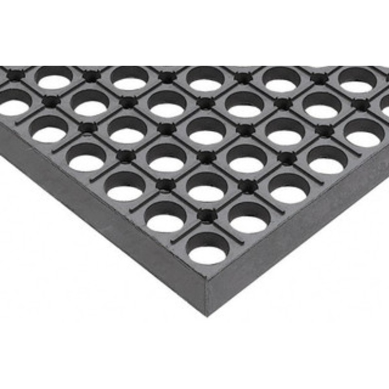 Wearwell 10 ft. Long x 3 ft. Wide x 1/2 Thick Dry/Wet Environment Heavy Duty Anti-Fatigue Matting Raised Circles Pattern, Gray, CFR Rubber Surface with Rubber Base, Beveled on 4 Sides 478.12X3X10GY – 75267195