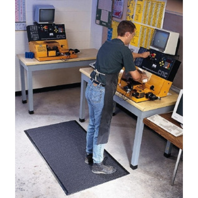 Wearwell 3 ft. Long x 2 ft. Wide x 1/2 Thick Dry Environment Light Duty Anti-Fatigue Matting Rough Pattern, Black, Vinyl Surface with Vinyl Sponge Base, Rounded on 4 Sides 459.12X2X3BK – 01171560