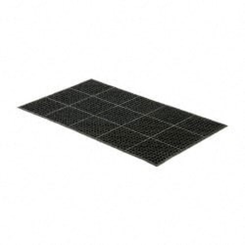 Wearwell 5 ft. Long x 3 ft. Wide x 1/2 Thick Dry/Wet Environment Medium Duty Anti-Fatigue Matting Raised Circles Pattern, Black, Natural Rubber Surface with Rubber Base, Beveled on 4 Sides 474.12X3X5BK – 89864300