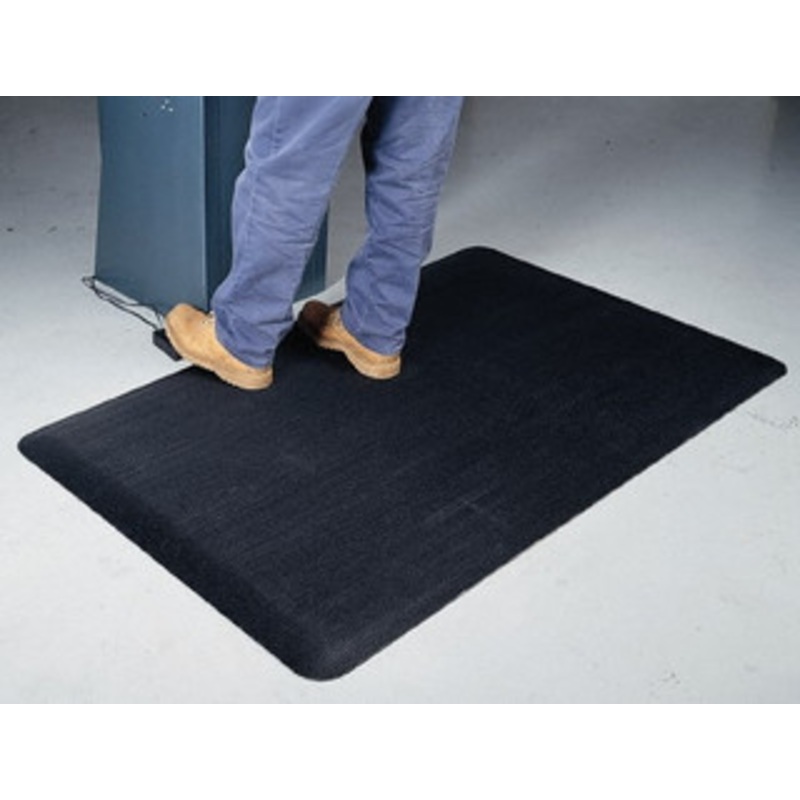 Wearwell 60 ft. Long x 2 ft. Wide x 1/2 Thick Dry Environment Medium Duty Anti-Fatigue Matting Ribbed Pattern, Black with Yellow Borders, Vinyl Surface with Vinyl Sponge Base, Beveled on 4 Sides 431.12X2X60BYL – 73065674