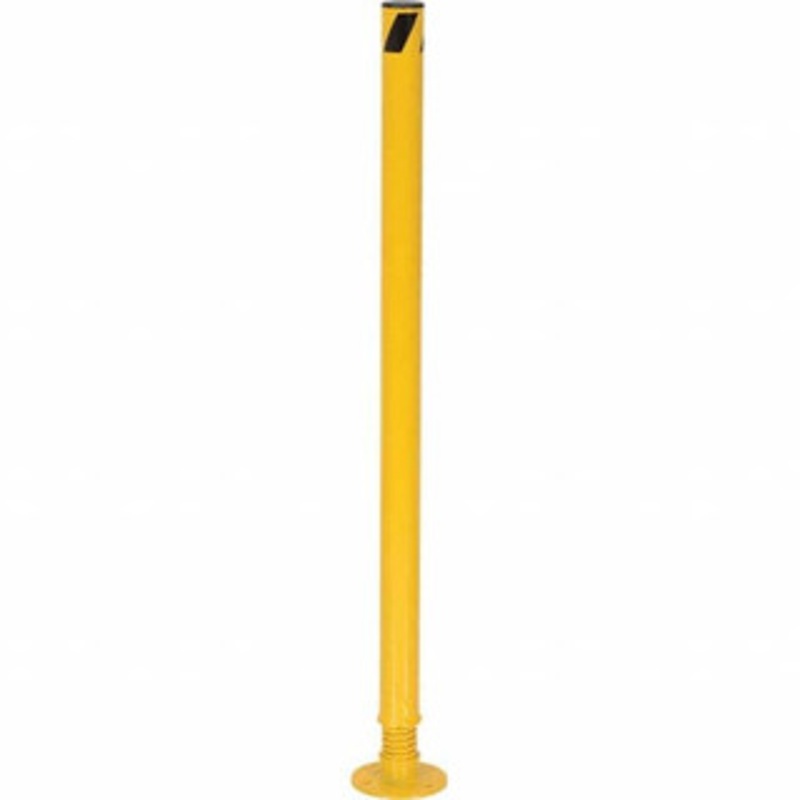 Vestil 2-1/2 Diam x 42 High, Yellow Steel Spring Bollard 6 Wide x 6 Long Mounting Plate, 19 Lb SPBOL-42 – 65217978