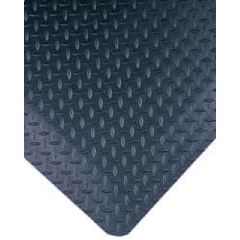 Wearwell 20 ft. Long x 3 ft. Wide x 9/16 Thick Dry Environment Heavy Duty Anti-Fatigue Matting Diamond-Plate Pattern, Black, Vinyl Surface with Nitrile Blend Base, Beveled on 4 Sides 415.916X3X20BK – 74226770