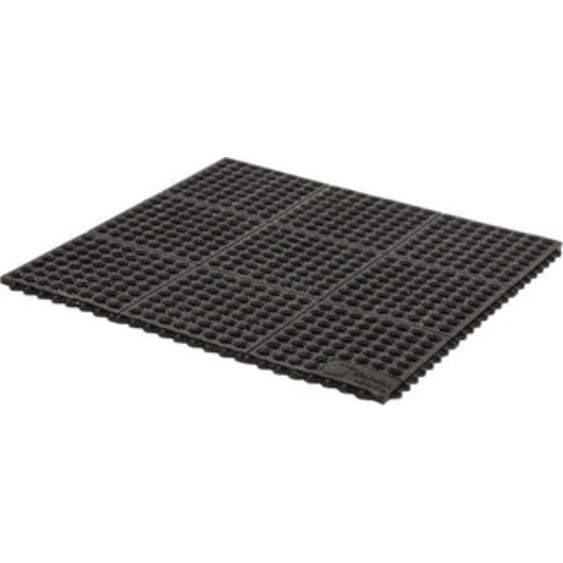 Wearwell 3 ft. Long x 3 ft. Wide x 5/8 Thick, Anti-Fatigue Modular Matting Tiles Black, For Dry & Wet Areas, Series 576 576.58X3X3NBRBK – 84809276