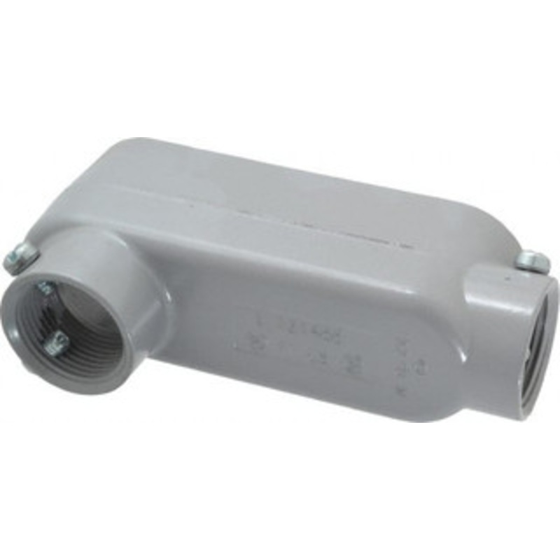 Crouse-Hinds Form 5, LB Body, 1 Trade, EMT, IMC, Rigid Aluminum Conduit Body Rectangle, 5.79 OAL, 12.2 cc Capacity, Gray LB35 MT – 04507000