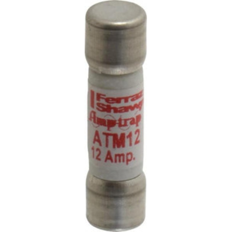 Ferraz Shawmut 600 VAC/VDC, 12 Amp, Fast-Acting General Purpose Fuse Clip Mount, 1-1/2 OAL, 100 at AC/DC kA Rating, 13/32 Diam ATM12 – 54013388