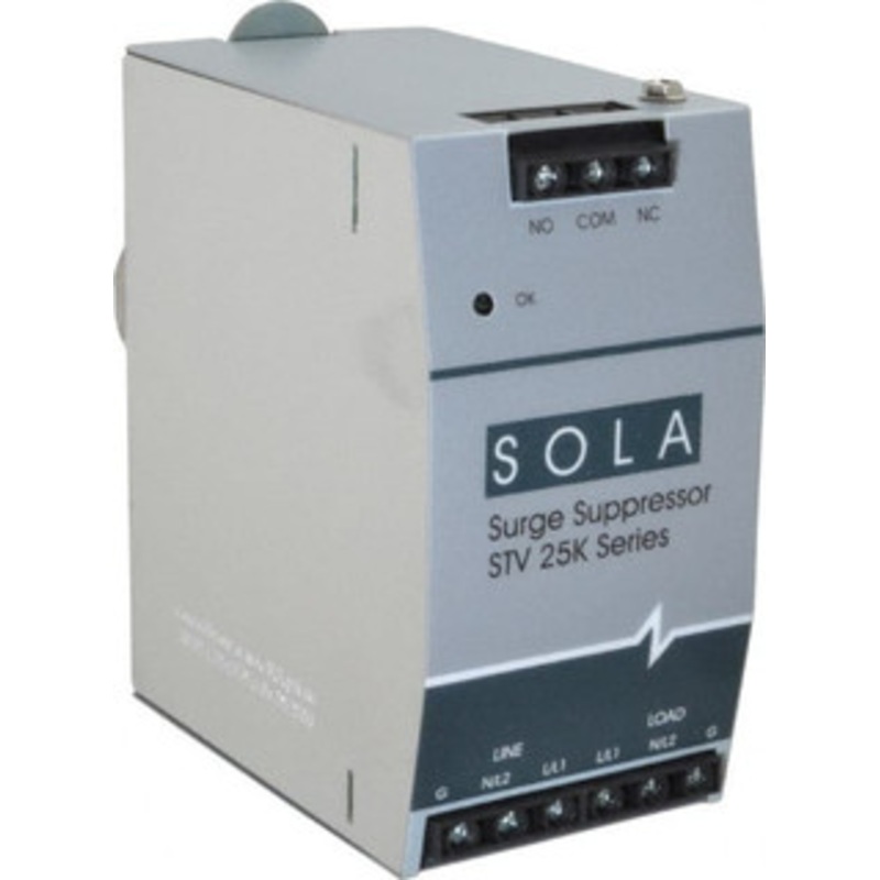 Sola/Hevi-Duty 2.56 Inch Long x 4.87 Inch Wide x 4-3/4 Inch Deep, Hardwired Surge Protector DIN Rail Mount, 120 V, 50 kA Surge Protection STV25K-10S – 64912066