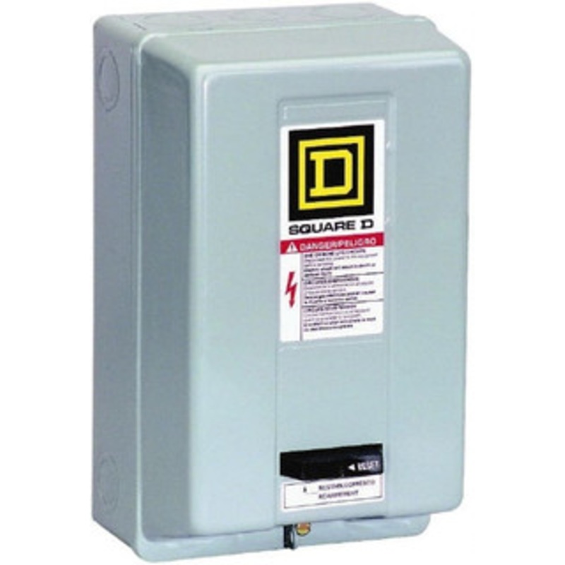 Square D 110 Coil VAC at 50 Hz, 120 Coil VAC at 60 Hz, 9 Amp, Nonreversible Enclosed Enclosure NEMA Motor Starter 1 Phase hp: 1 at 230 VAC, 1/3 at 115 VAC, 3 Phase hp: 1, 3 at 115 VAC, 1 at 230 VAC, 1 Enclosure Rating 8536SAG11V02 – 54421532