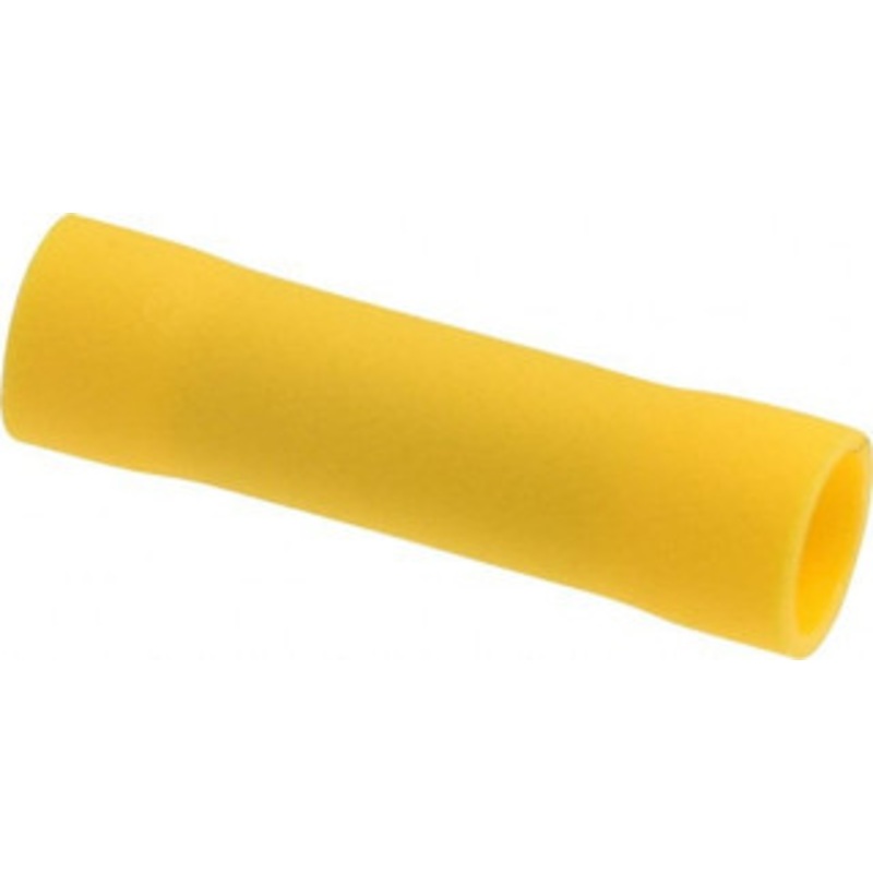 Thomas & Betts 12 to 10 AWG Compatible, Vinyl Fully Insulated, Crimp-On Butt Splice Terminal Copper Contacts, 1.024 OAL, Yellow TV10-BS-XV – 68886332