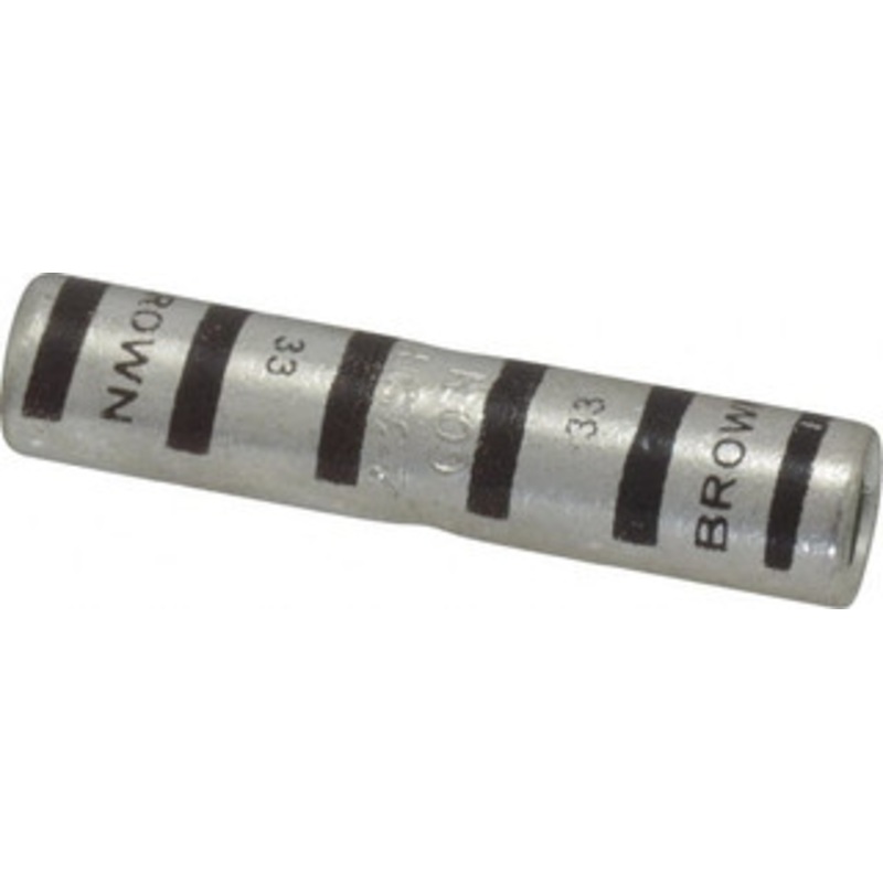 Thomas & Betts 2 AWG Compatible, Noninsulated, Crimp-On Butt Splice Terminal 2 Wire Entries, Copper Contacts, Tin Contact Plating, 1.88 OAL, Brown 54807 – 54059431