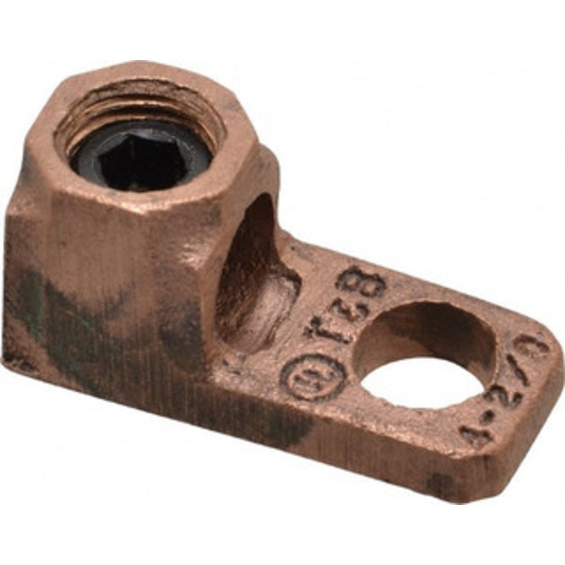 Thomas & Betts 4-2/0 AWG Noninsulated Lug Connection D Shaped Ring Terminal 3/8 Stud, 1-21/32 OAL x 23/32 Wide, Tin Plated Copper Contact 71010-TB – 54057245