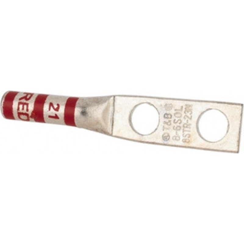 Thomas & Betts 8 AWG Noninsulated Compression Connection Rectangle Ring Terminal 1/4 Stud, 2.19 OAL x 0.42 Wide, Tin Plated Copper Contact 54850BE – 54059209