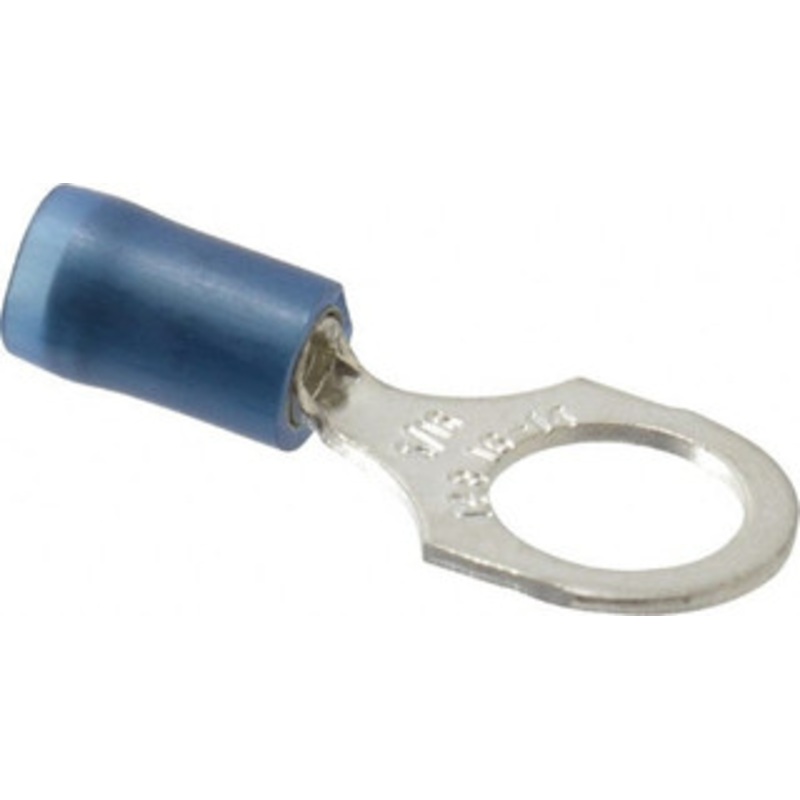 Thomas & Betts 18-14 AWG Partially Insulated Crimp Connection D Shaped Ring Terminal 5/16 Stud, 1.08 OAL x 0.47 Wide, Tin Plated Copper Contact RB14-516 – 54063391