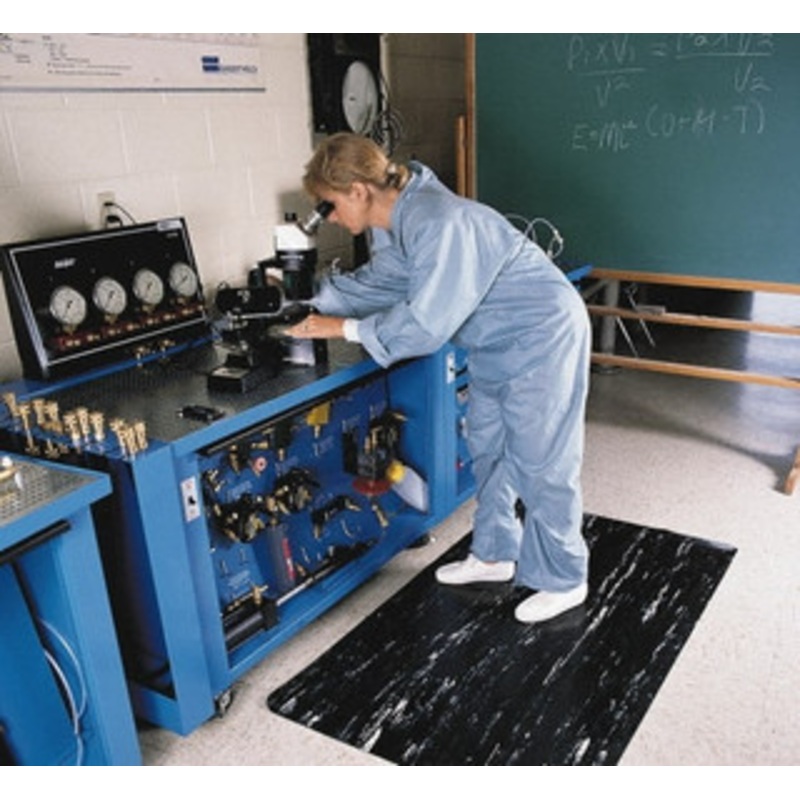 Wearwell 5 ft. Long x 3 ft. Wide x 7/8 Thick Dry Environment Heavy Duty Anti-Fatigue Matting Smooth Pattern, Black, Vinyl Surface with Nitrile Blend Base, Beveled on 4 Sides 419.78X3X5AMBK – 75267120