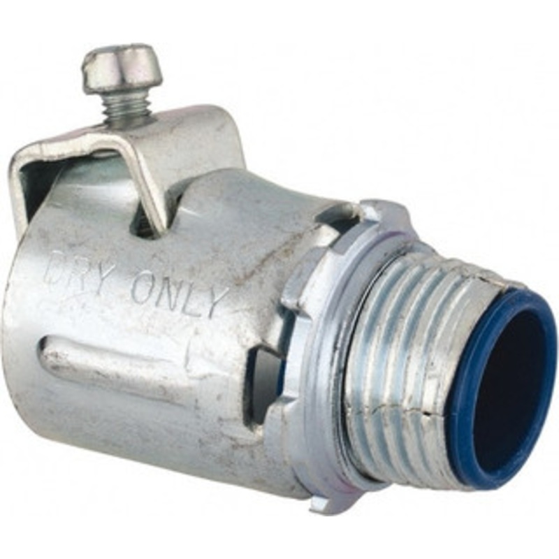 Thomas & Betts 1/2 Trade FMC Conduit Connector Steel, Insulated, Straight Connector, Set Screw Connection 3112 – 54057856