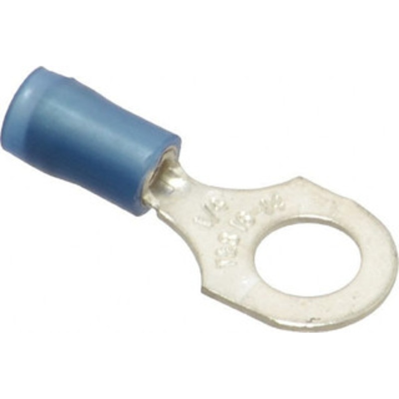 Thomas & Betts 18-14 AWG Partially Insulated Crimp Connection D Shaped Ring Terminal 1/4 Stud, 1.08 OAL x 0.47 Wide, Tin Plated Copper Contact RB14-14 – 54063383