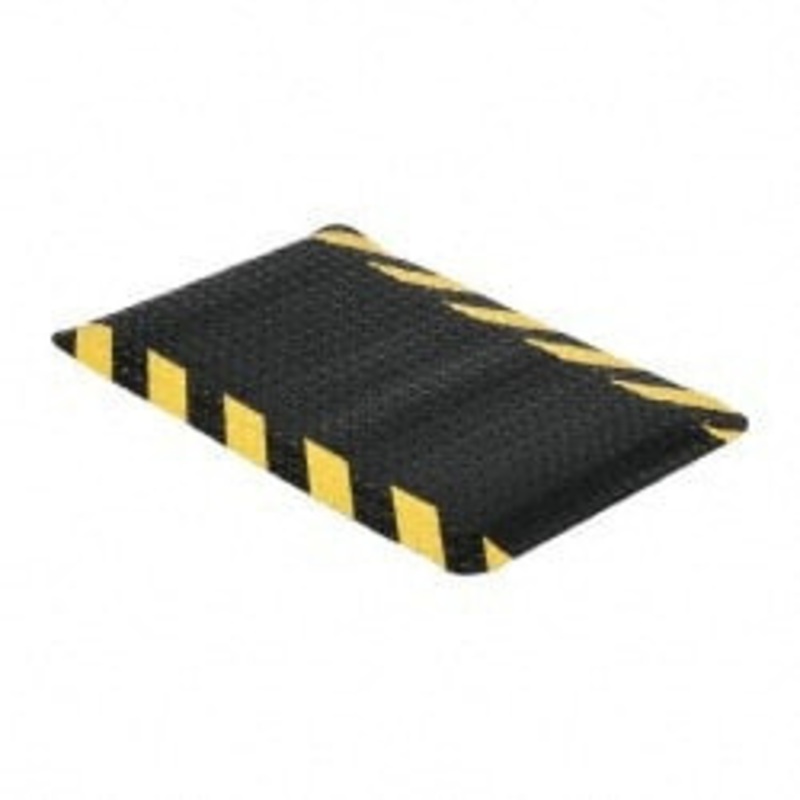 Wearwell 3 ft. Long x 2 ft. Wide x 9/16 Thick Dry Environment Heavy Duty Anti-Fatigue Matting Diamond-Plate Pattern, Black with Yellow Chevron Borders, Vinyl Surface with Nitrile Blend Base, Beveled on 4 Sides 415.916X2X3CHV – 75330464