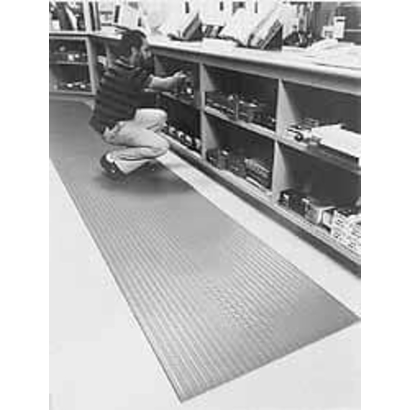 Wearwell 60 ft. Long x 4 ft. Wide x 3/8 Thick Dry Environment Light Duty Anti-Fatigue Matting Ribbed Pattern, Black, Vinyl Surface with Vinyl Sponge Base, Rounded on 4 Sides 451.38X4X60BK – 89863195