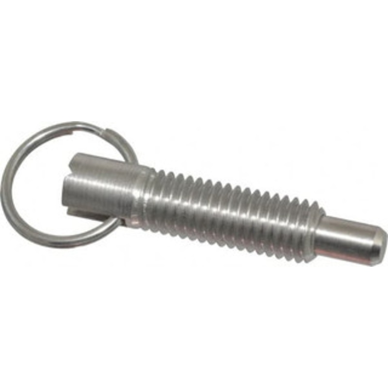 Vlier 1/2-13, 1.4 Thread Length, 5/16 Plunger Diam, 1/2 Plunger Projection, 2.5 Lb Init to 5 Lb Final End Force, Stainless Steel Locking Pull Ring Plunger 1.4 Len Under Head, 2 Body Len, 1.26 Ring Diam, 2 Plunger Len SPR500 – 62124540