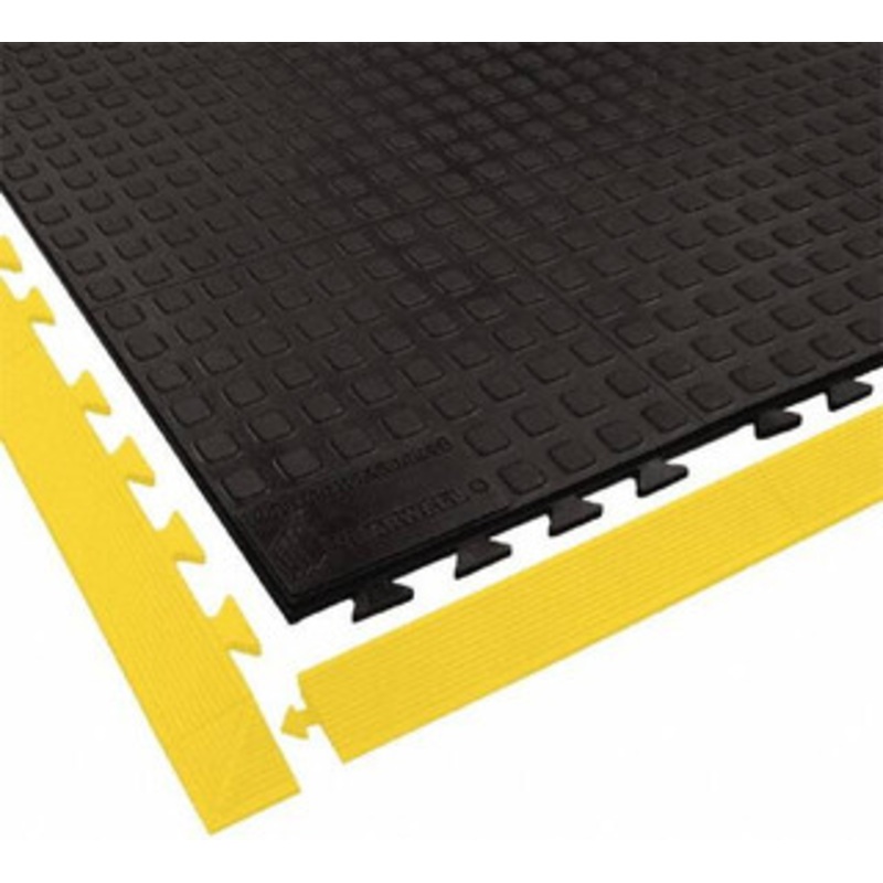 Wearwell 5 ft. Long x 3 ft. Wide x 5/8 Thick, Anti-Fatigue Modular Matting Ramp Edge Female, 1 Interlocking Side, Yellow, For Dry Areas, Series 502 502.EDGINGFYL – 63210306