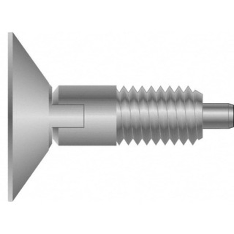 Vlier M6x1.0, 0.4 Thread Length, 0.12 Max Plunger Diam, 1 Lb Init to 4 Lb Final End Force, Locking Knob Handle Plunger Countersunk Knob, 10mm Body Length, 0.13 Plunger Projection SLRM6P – 87881140