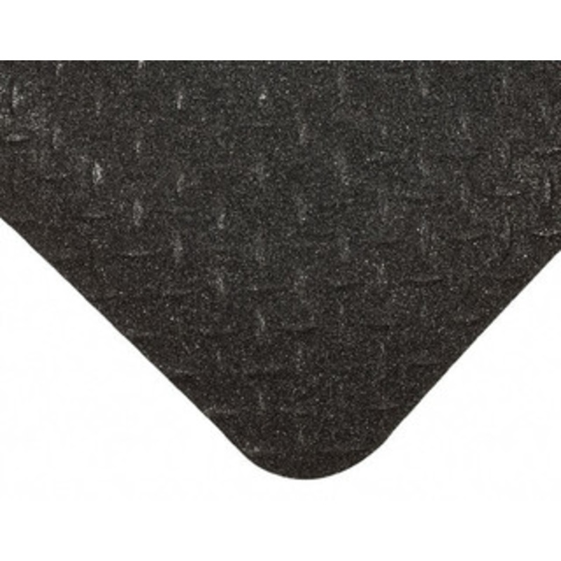 Wearwell 5 ft. Long x 3 ft. Wide x 9/16 Thick Dry Environment Heavy Duty Anti-Fatigue Matting Diamond-Plate Pattern, Black, Vinyl Surface with Nitrile Blend Base, Beveled on 4 Sides 416.916X3X5BK – 75330738