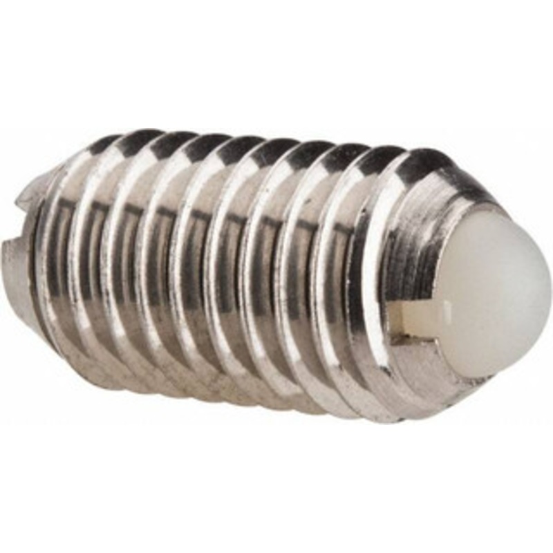 Vlier M10x1.5, 6mm Ball Diam, 19mm Body Length, 2.01mm Max Ball Reach, Threaded Ball Plunger Stainless Steel Body, Nylon Ball, 13.49 Lb Initial End Force, 20.23 Lb Final End Force, Locking Element DSBMH10N – 04399960