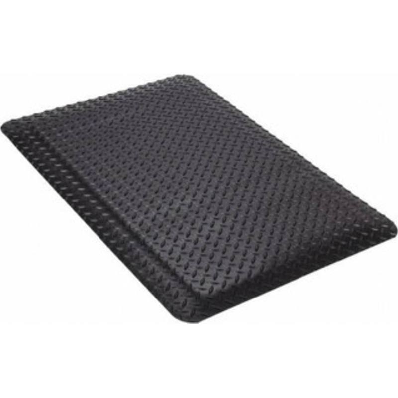 Wearwell 3 ft. Long x 2 ft. Wide x 9/16 Thick Dry Environment Heavy Duty Anti-Fatigue Matting Diamond-Plate Pattern, Black, Vinyl Surface with Nitrile Blend Base, Beveled on 4 Sides 415.916X2X3BK – 89864003