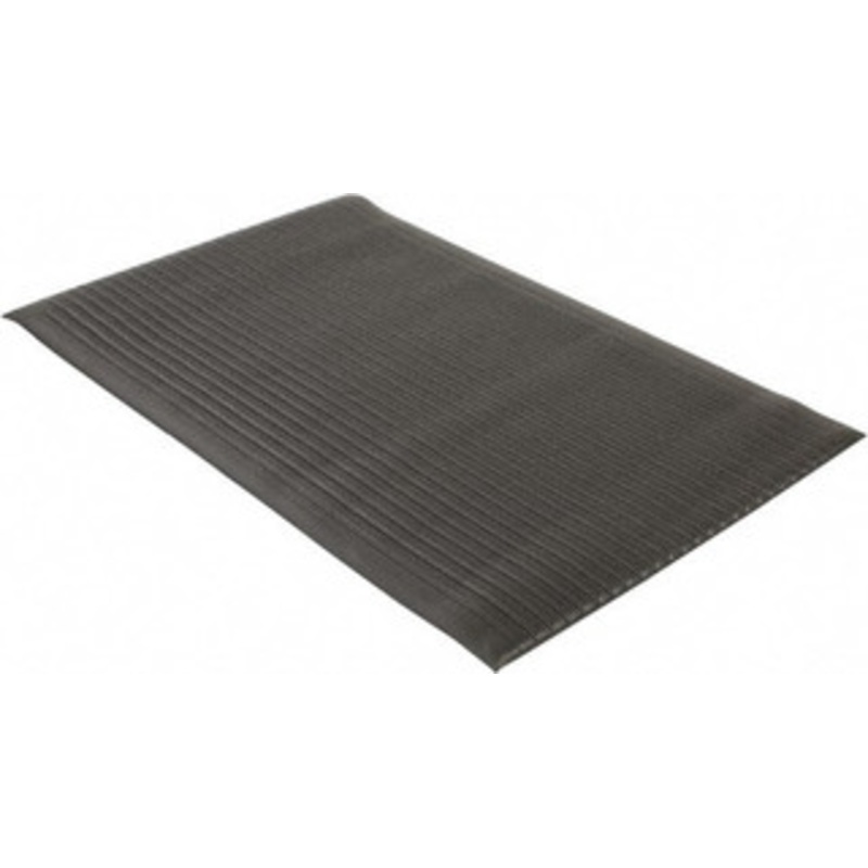 Wearwell 5 ft. Long x 3 ft. Wide x 5/8 Thick Dry Environment Light Duty Anti-Fatigue Matting Ribbed Pattern, Black, Vinyl Surface with Vinyl Sponge Base, Rounded on 4 Sides 442.58X3X5BK – 55037758
