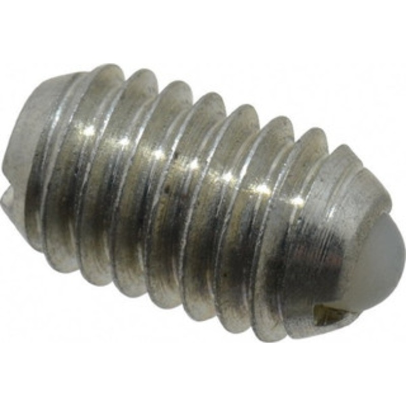 Vlier 3/8-16, 0.188 Ball Diam, 0.625 Body Length, 0.048 Max Ball Reach, Threaded Ball Plunger Steel Body, Nylon Ball, 2.5 Lb Initial End Force, 5 Lb Final End Force, Locking Element DBL58N – 62122726