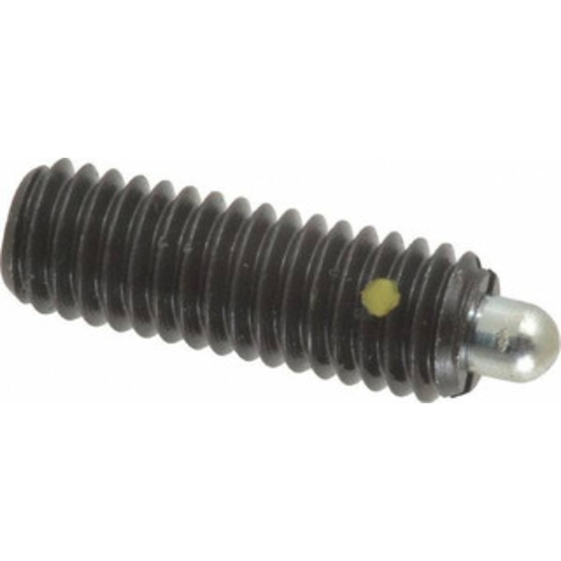 Vlier 3/8-16, 1-1/8 Thread Length, 3/16 Plunger Projection, Steel Threaded Spring Plunger 0.186 – 3/16 Max Plunger Diam, 1-1/8 Plunger Length, 2.8 Lb Init End Force, 7.2 Lb Final End Force S59N – 62116942