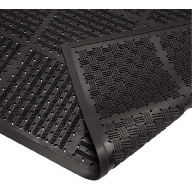 Wearwell 6 ft. Long x 3 ft. Wide, Natural Rubber Surface, Raised Bars & Scrapers (Reversible) Entrance Matting 7/16 Thick, Outdoor, Heavy Traffic, Natural Rubber Base, Black, Series 227 227.716X3X6BK – 73066961