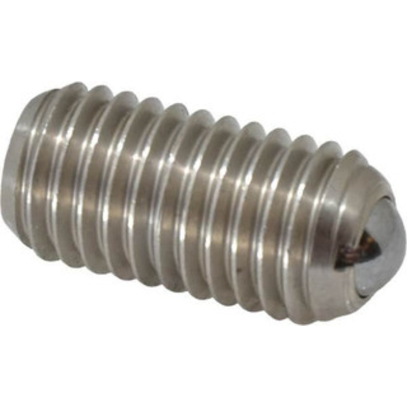 Vlier 5/8-11, 0.375 Ball Diam, 1.25 Body Length, 0.096 Max Ball Reach, Threaded Ball Plunger Stainless Steel Body, Stainless Steel Ball, 9 Lb Initial End Force, 18 Lb Final End Force, Locking Element SSPHB62P – 09225558