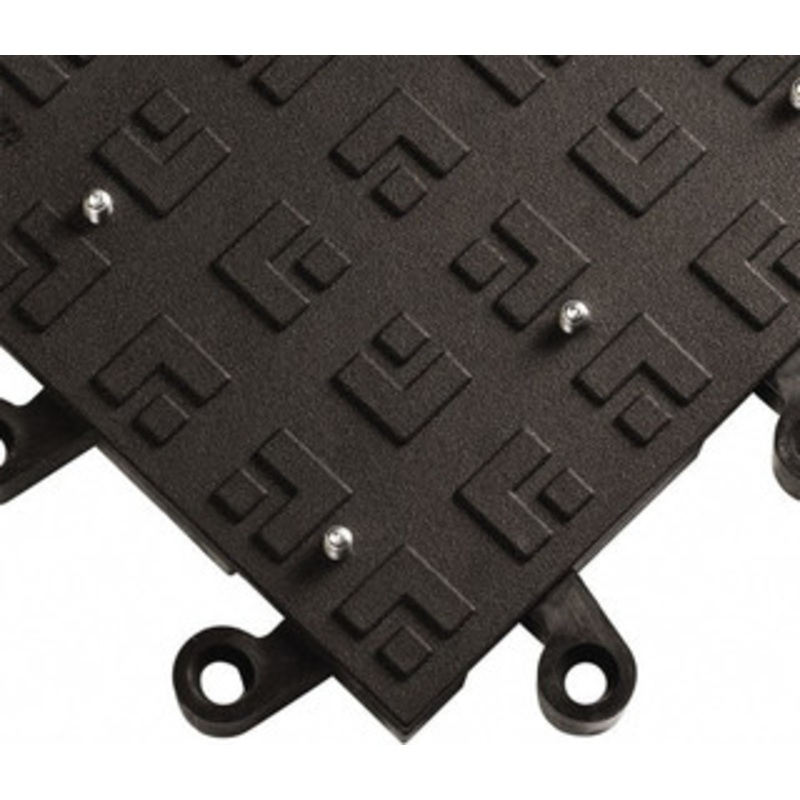 Wearwell 18 Long x 18 Wide x 7/8 Thick, Anti-Fatigue Modular Matting Solid Grid Male & Female, 4 Interlocking Sides, Black, For Dry Areas, Series 554 554.78X18X18BK – 62809751