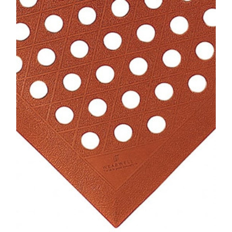 Wearwell 5 ft. Long x 30 Wide x 1/2 Thick Dry/Wet Environment Anti-Fatigue Matting Rough Pattern, Terra Cotta, Nitrile Blend Surface with Nitrile Rubber Base, Beveled on 4 Sides 482.12X30X60TC – 73066284