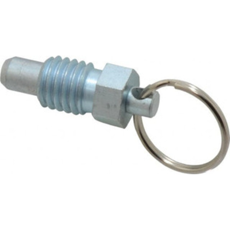 Vlier 1/2-13, 0.43 Thread Length, 0.31 Plunger Diam, 0.38 Plunger Projection, 1 Lb Init to 4 Lb Final End Force, Steel Pull Ring Plunger 0.56 Len Under Head, 0.81 Body Len, 1 Ring Diam, 1.06 Plunger Len, 1/2 Hex PRSN500 – 62124623