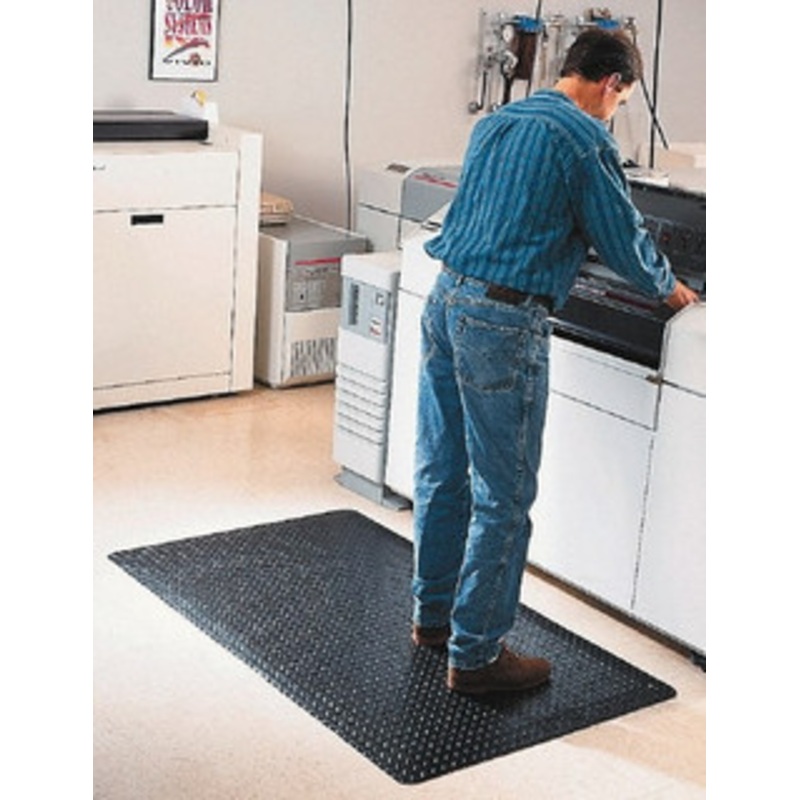 Wearwell 30 ft. Long x 2 ft. Wide x 15/16 Thick Dry Environment Heavy Duty Anti-Fatigue Matting Diamond-Plate Pattern, Black, Vinyl Surface with Nitrile Blend Base, Beveled on 4 Sides 414.1516X2X30BK – 05346846