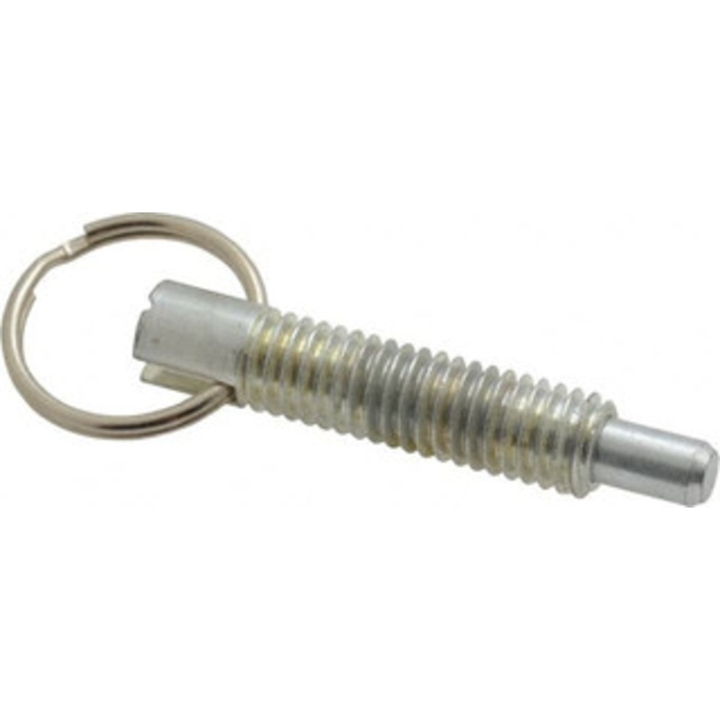 Vlier 3/8-16, 1.2 Thread Length, 0.233 Plunger Diam, 3/8 Plunger Projection, 2 Lb Init to 4 Lb Final End Force, Steel Locking Pull Ring Plunger 1.2 Len Under Head, 1.68 Body Len, 0.98 Ring Diam, 1.68 Plunger Len PR375P – 62124474