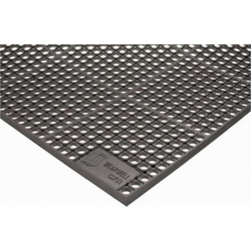 Wearwell 5 ft. Long x 3 ft. Wide x 1/2 Thick Dry/Wet Environment Heavy Duty Anti-Fatigue Matting Raised Circles Pattern, Gray, CFR Rubber Surface with Rubber Base, Beveled on 4 Sides 478.12X3X5GY – 65287153