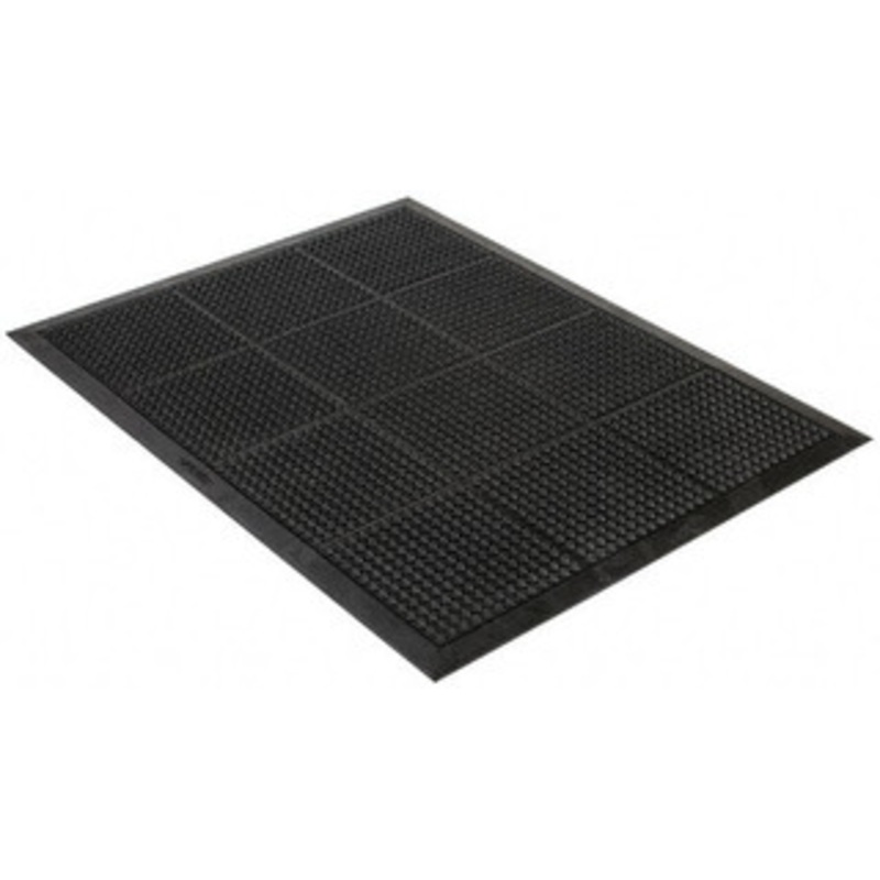 Wearwell 4 ft. Long x 3 ft. Wide x 1/2 Thick Dry Environment Medium Duty Anti-Fatigue Matting Hollow Domed Pattern, Black, Natural Rubber Surface with Rubber Base, Beveled on 4 Sides 454.12X3X4BK – 89864557
