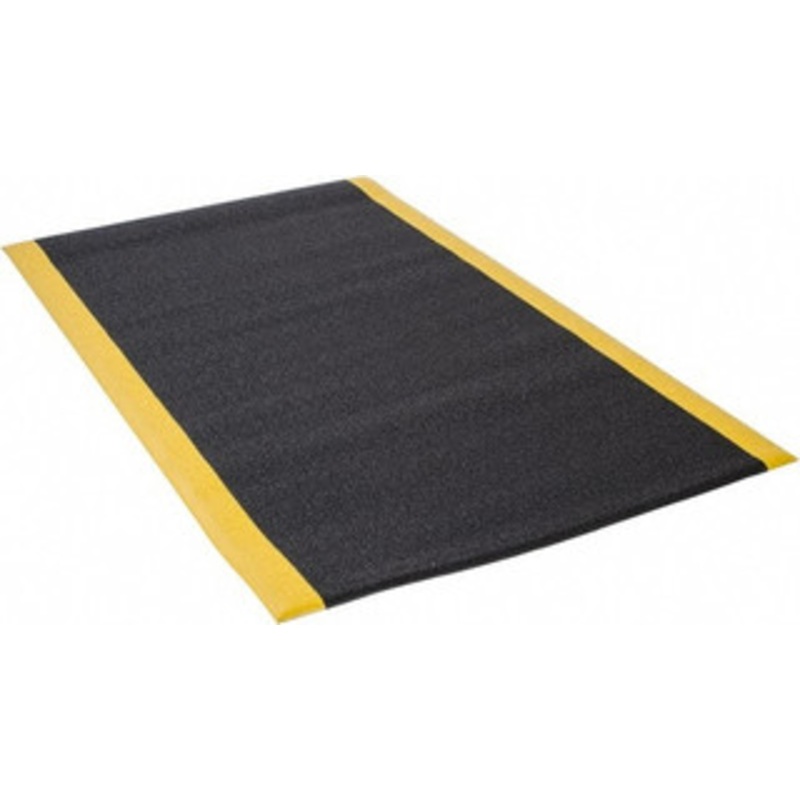 Wearwell 5 ft. Long x 3 ft. Wide x 3/8 Thick Dry Environment Light Duty Anti-Fatigue Matting Rough Pattern, Black with Yellow Borders, Urethane Surface with Vinyl Sponge Base, Rounded on 4 Sides 440.38X3X5BYL – 89815831