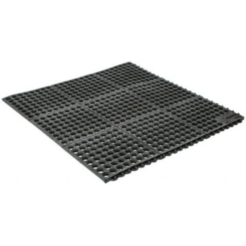 Wearwell 3 ft. Long x 3 ft. Wide x 5/8 Thick, Anti-Fatigue Modular Matting Tiles Black, For Dry & Wet Areas, Series 576 576.58X3X3CFRBK – 05271457