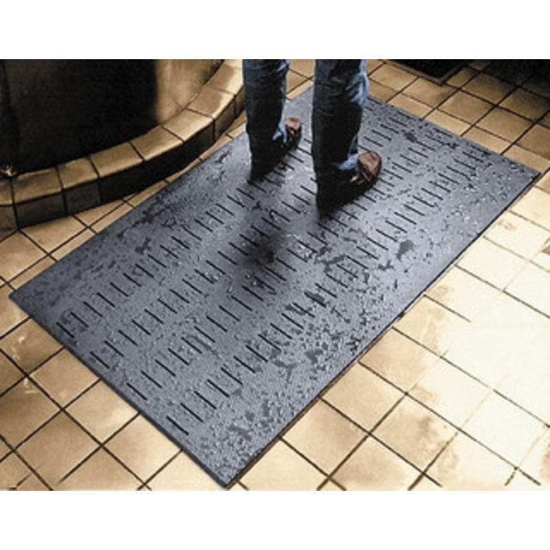 Wearwell 30 ft. Long x 3 ft. Wide x 3/8 Thick Dry/Wet Environment Medium Duty Anti-Fatigue Matting Rough Pattern, Black, Vinyl Surface with Vinyl Base, Beveled on 4 Sides 480.38330SLTBK – 89863575